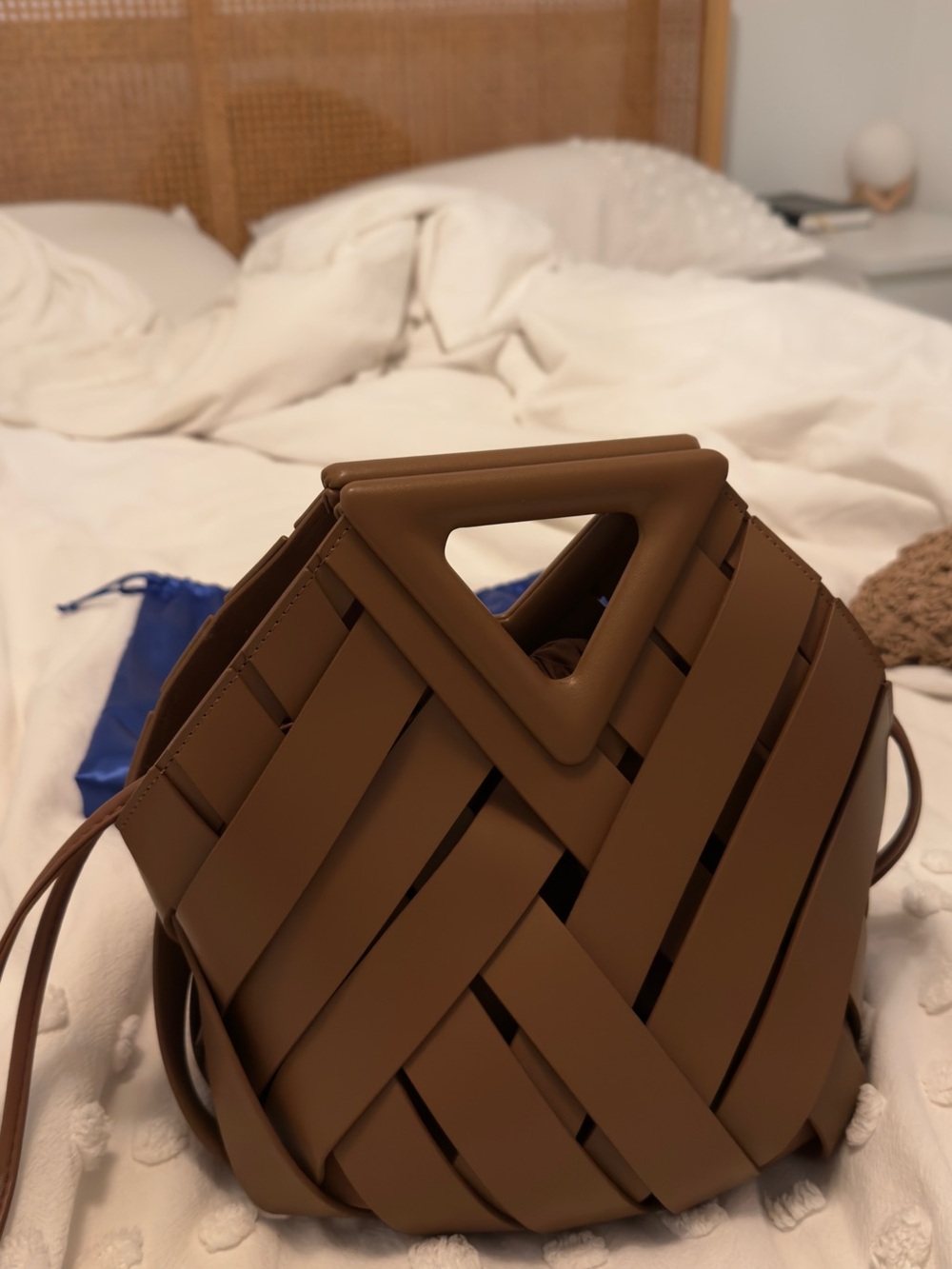 Verano Hill Woven Vegan Leather Handbag in Brown